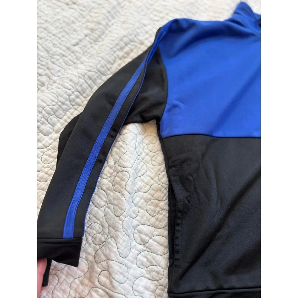 Adidas Boys Track Jacket Blue Black Colorblock Zip‎ Up Size 7