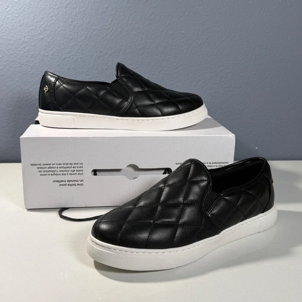 Aldo Slip On Sneakers Womens 9 Black Quilted Pillow Walk Low Top‎ Shoes