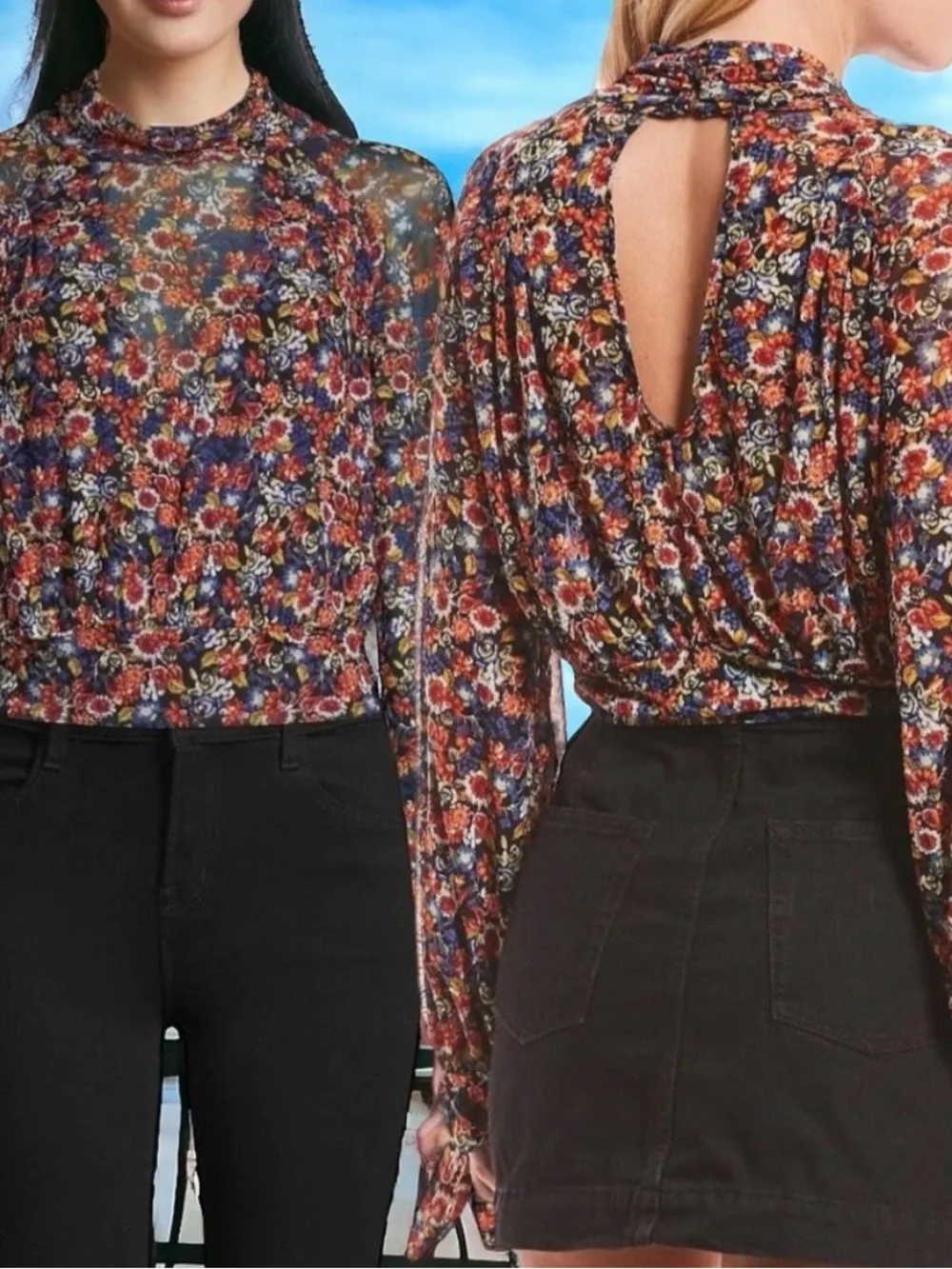 Free People‎ all dolled up floral cropped blouse Size Medium