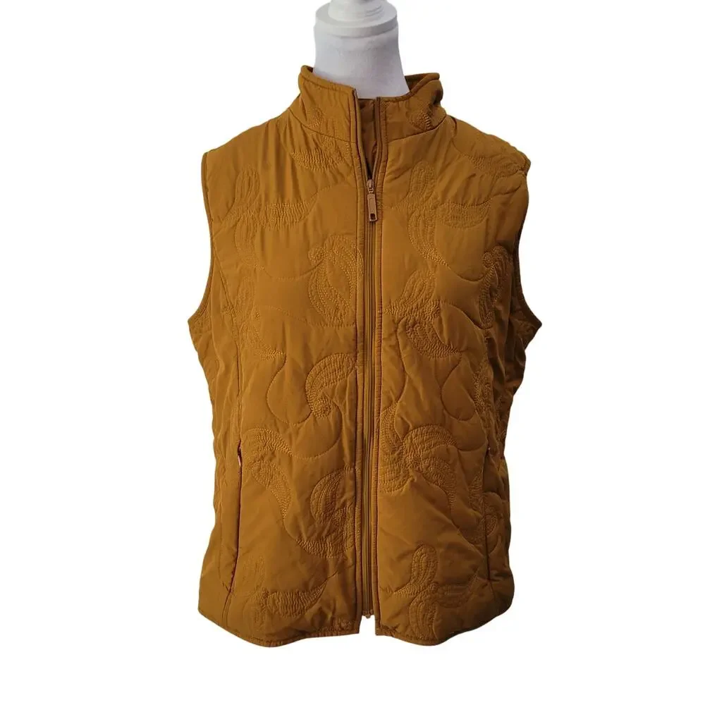 Pendleton Size L Golden‎ Yellow Quilted Zip Vest Fall Lightweight Casual Outdoor
