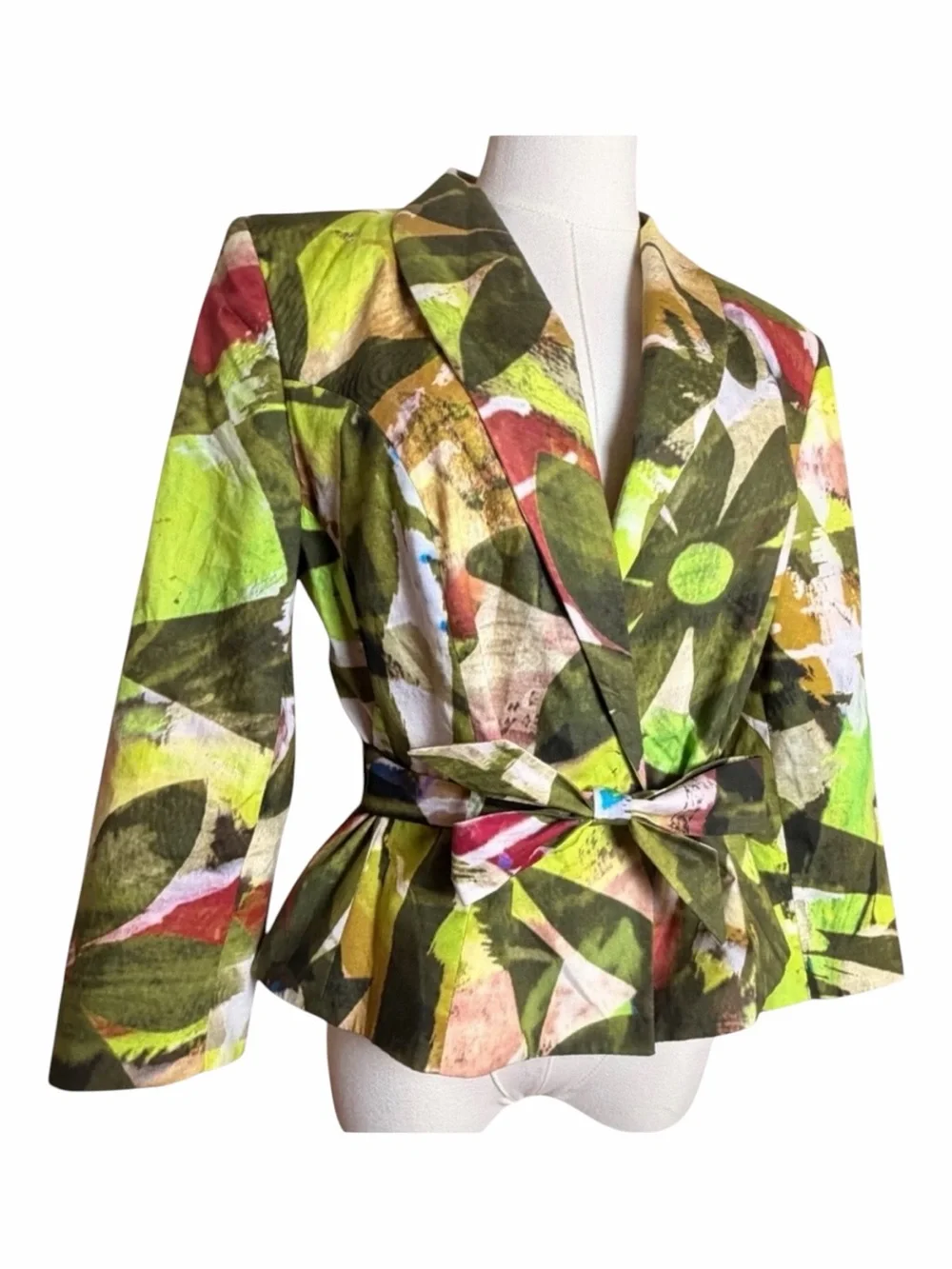 PAUW Amsterdam Art to Wear Abstract Floral Tie Waist Blazer Jacket S/M‎