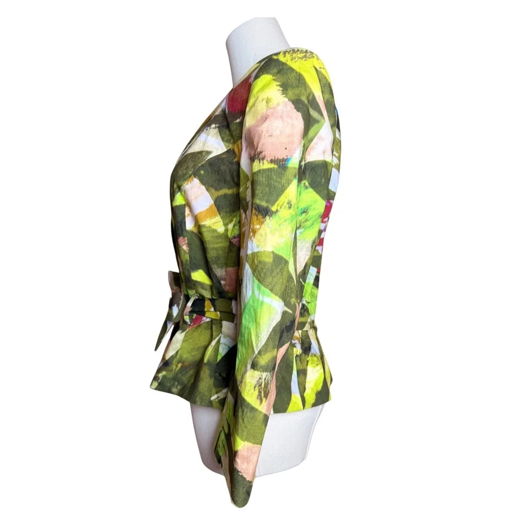 PAUW Amsterdam Art to Wear Abstract Floral Tie Waist Blazer Jacket S/M‎