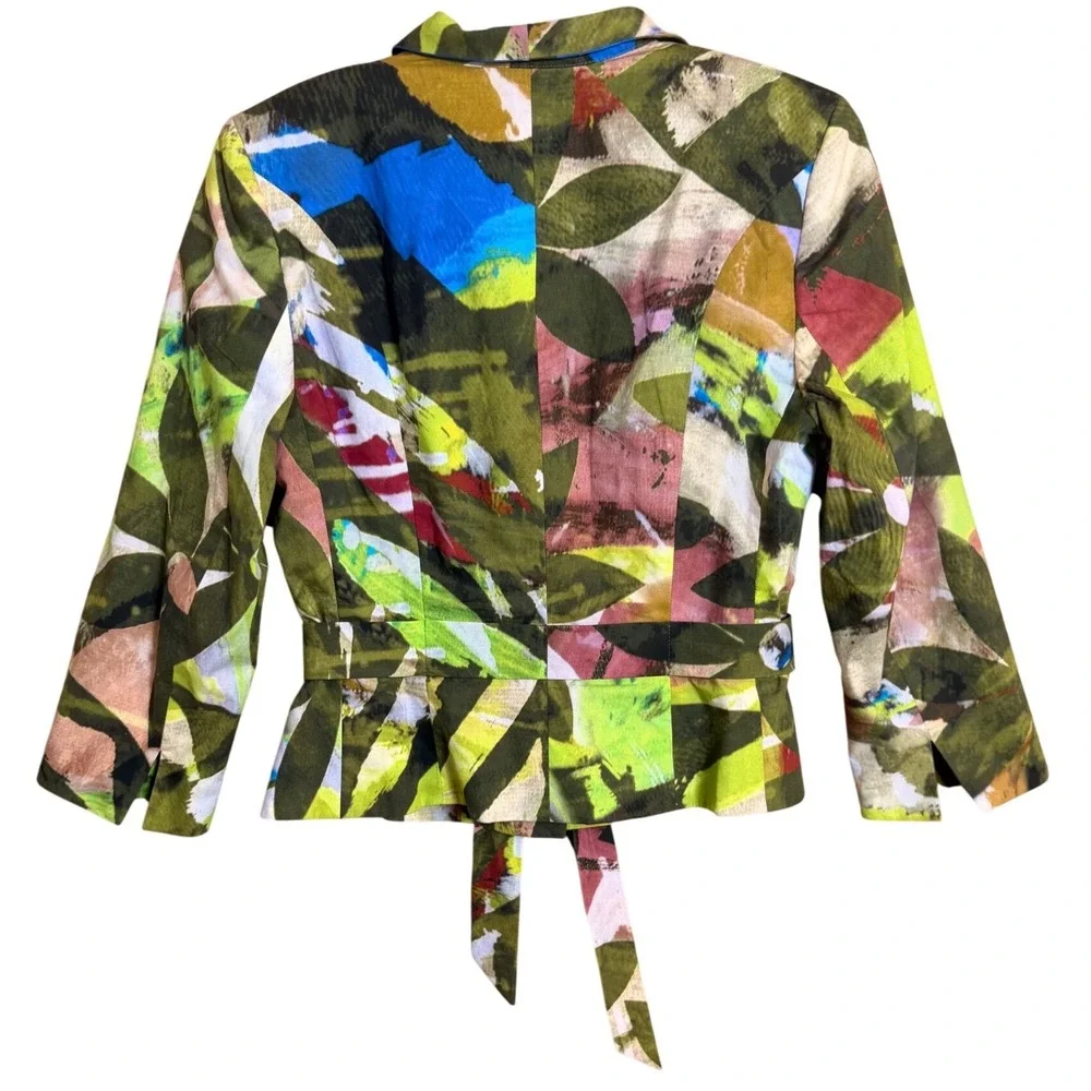 PAUW Amsterdam Art to Wear Abstract Floral Tie Waist Blazer Jacket S/M‎