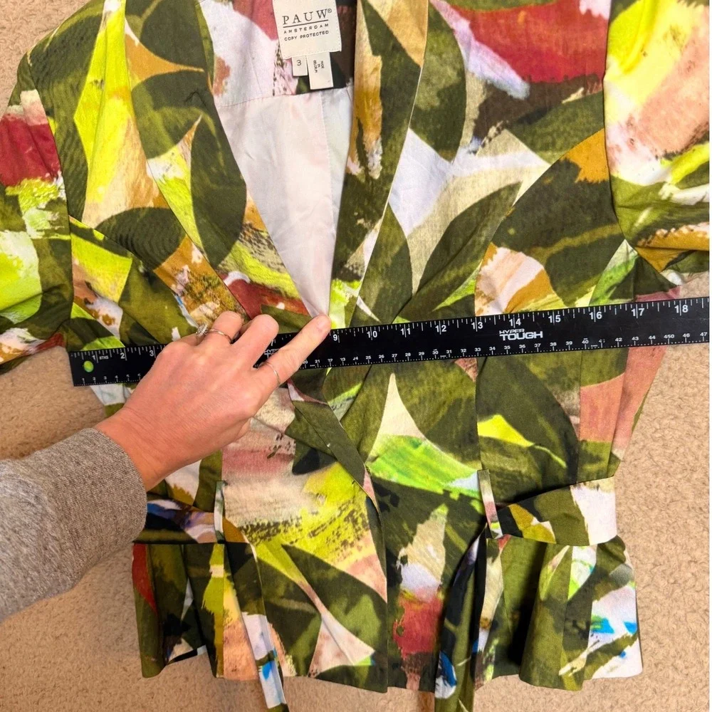 PAUW Amsterdam Art to Wear Abstract Floral Tie Waist Blazer Jacket S/M‎