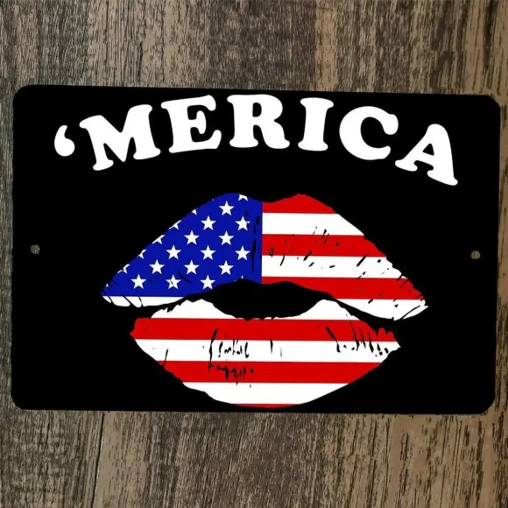 Love Kiss USA America 8x12 Metal Wall Sign Poster July‎ 4th