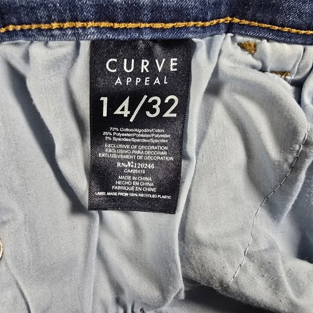 Curve Appeal Womens Skinny Jeans Size 14/32 Medium Wash High Rise Stretch Denim