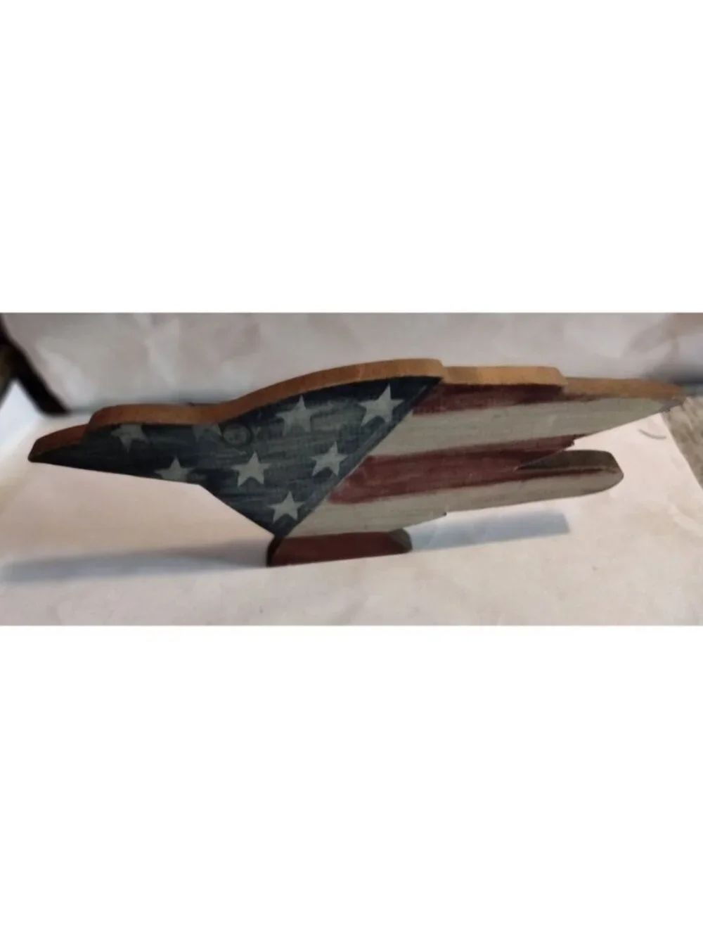 Wooden Eagle Wall Decor Patriotic American Flag Handmade Art Rustic Cottage