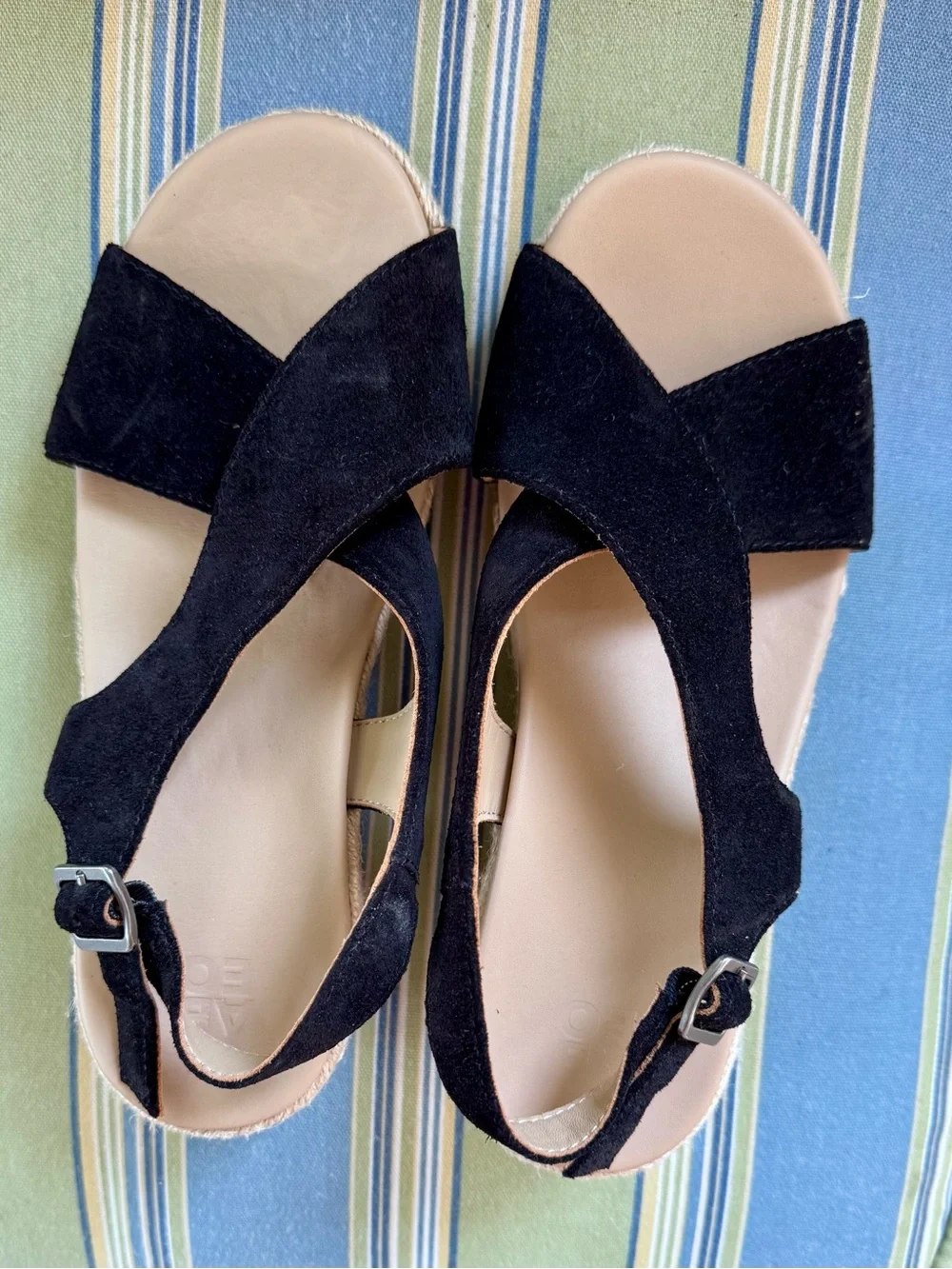 Abeo Black Suede Cross-Strap Sandals