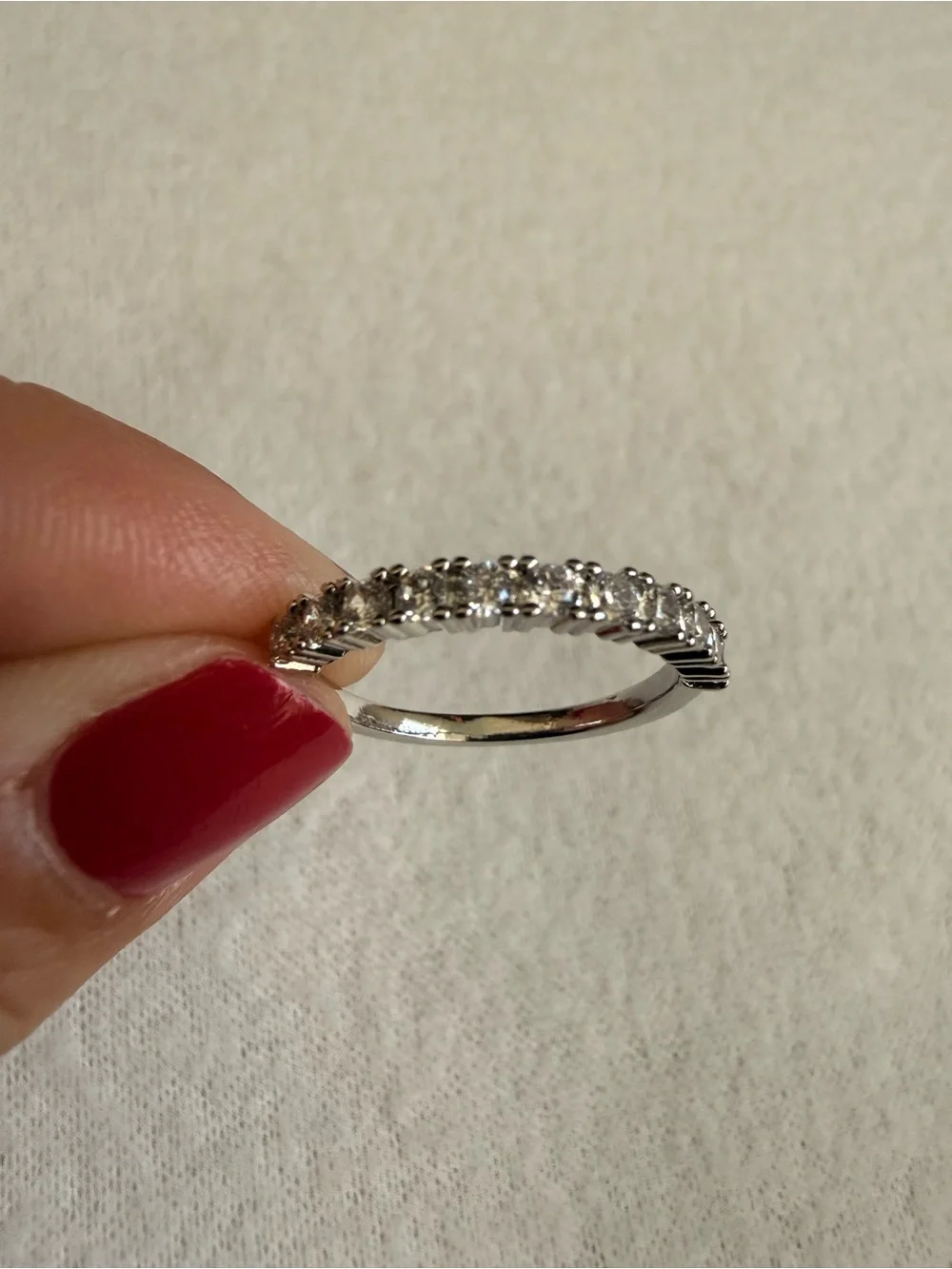 Sterling Silver Cubic Zirconia Wedding Band - White