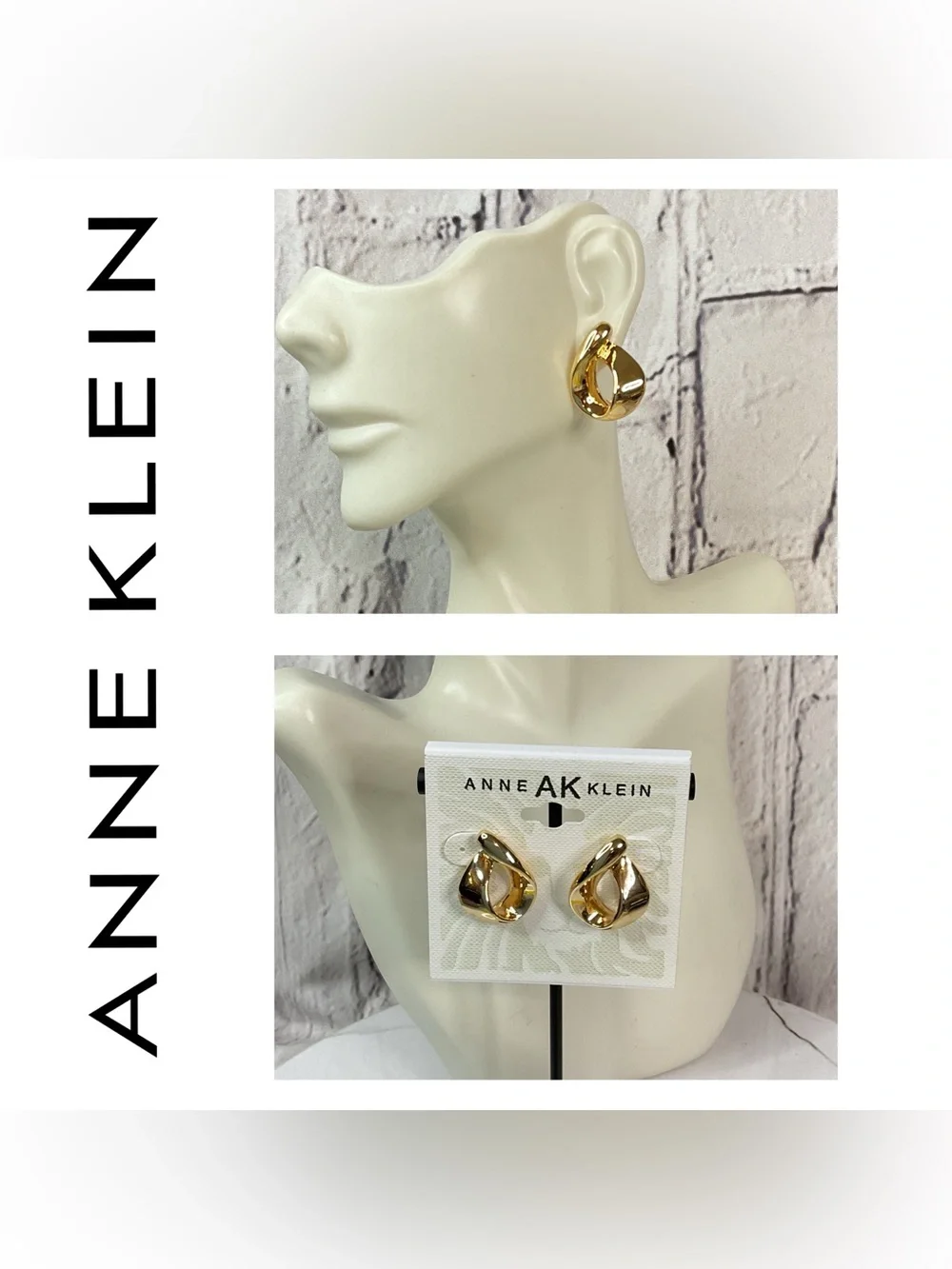 🌟🌟 Anne Klein Shiny Gold Twisted Earrings