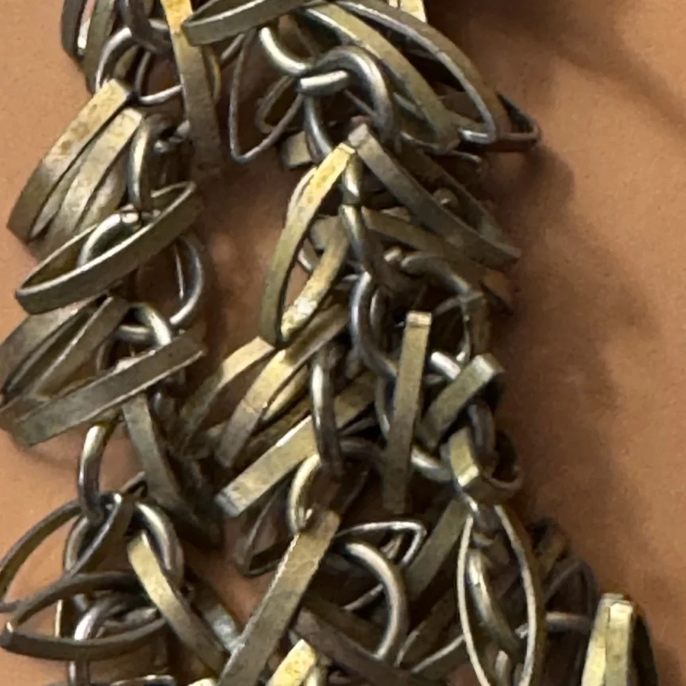 Champagne tone multi strand fringe looped necklace