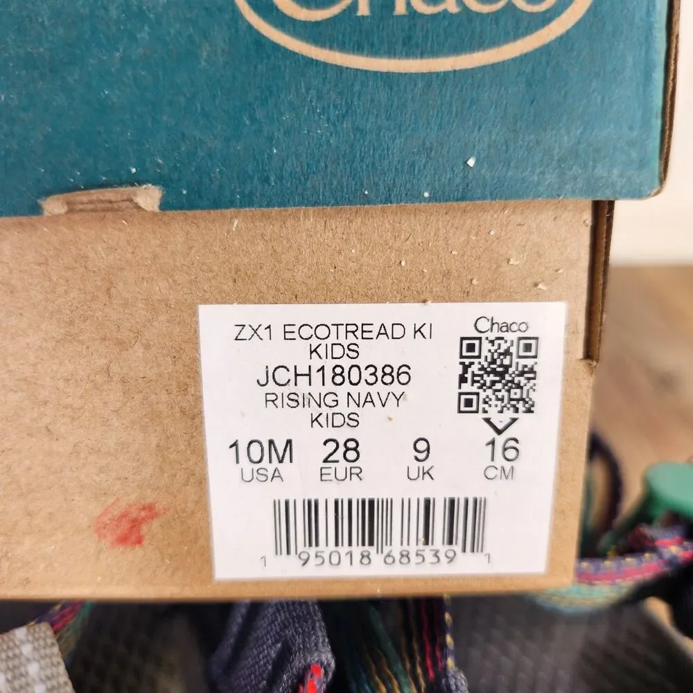 Chaco ZX/1 Ecotread Kids Sz 10M Rising Navy Blue Strappy Beach Sandals JCH180386