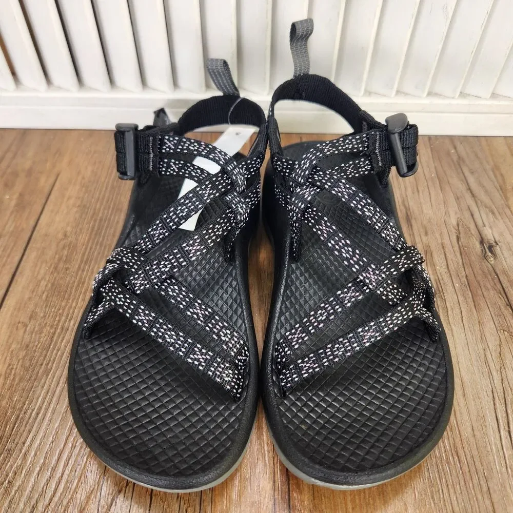 Chaco ZX1 Ecotread Hugs and Kisses Kid 13M Black Pink Strappy Adjustable Sandals