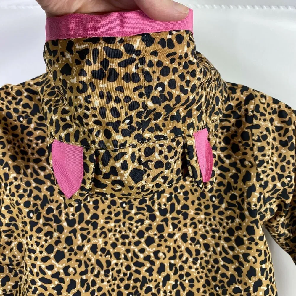 Gymboree Girls Jacket Size 4 Hooded Hook and Loop Closure Long Sleeve Brown Pink
