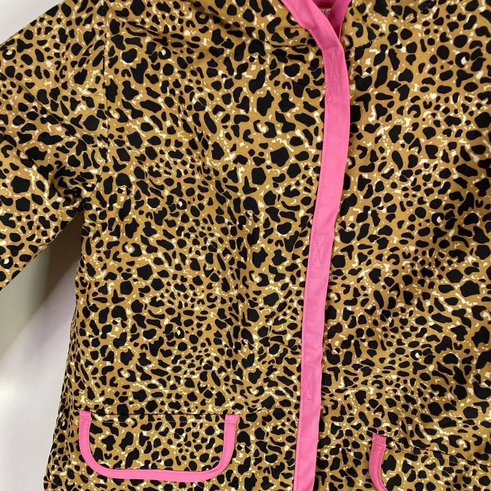 Gymboree Girls Jacket Size 4 Hooded Hook and Loop Closure Long Sleeve Brown Pink