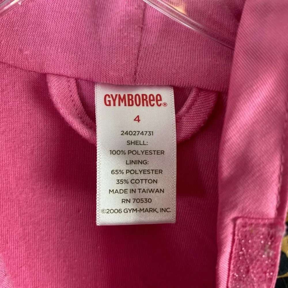 Gymboree Girls Jacket Size 4 Hooded Hook and Loop Closure Long Sleeve Brown Pink