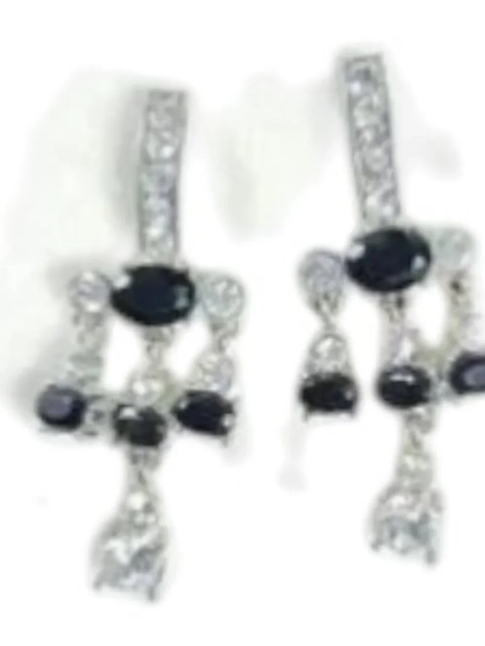 Rhinestone Dangle Earrings Black Beads Fancy