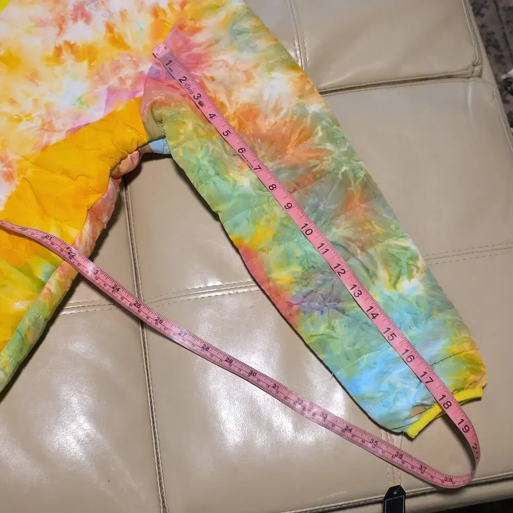 Alexa Rae Hooded Yellow Tie Dye Puffer Jacket Kids Size Medium 12/14 NWT