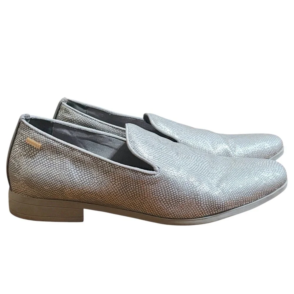 Uubaris Silver Faux Snake Loafers Slip On Dress Tuxedo Shoes Going‎ Out Mens 13