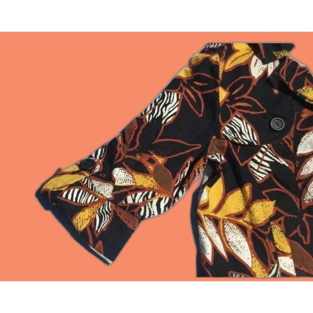 Ruby Rd Woman Jacket Size 14 Multicolor Bolero Flared Buttons Leaves Vintage