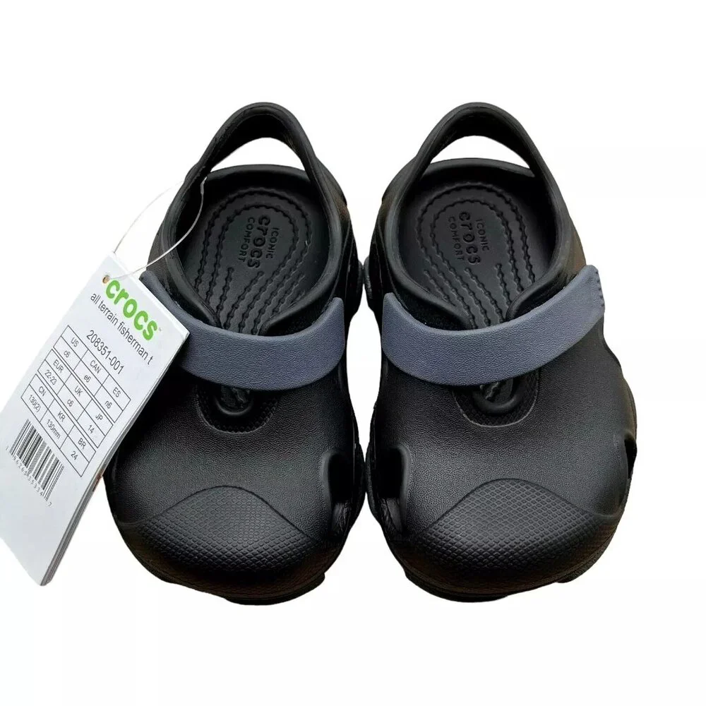 Crocs Baby/Toddler Boys Fisherman Sandals Size 6 Black Closed Toe Slip-on‎