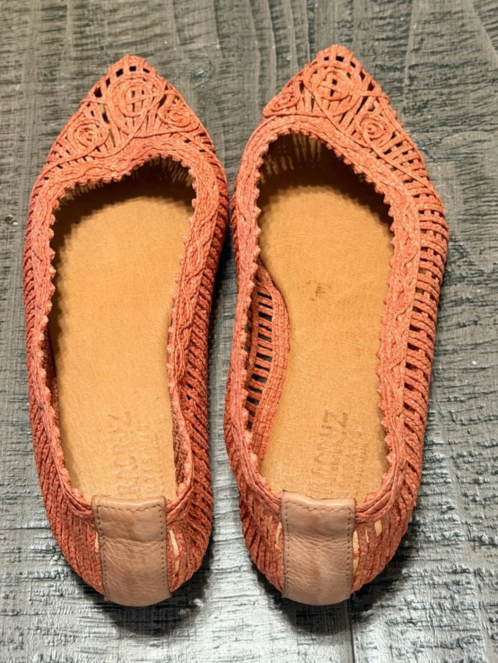 Pointed Woven Flats in Terracotta by Raczuz