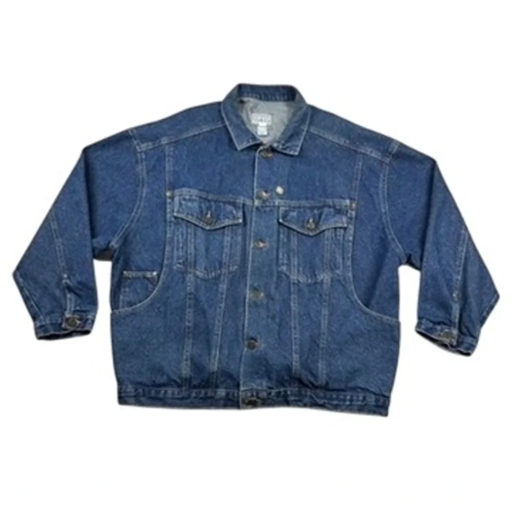 Vintage Venezia Denim Jacket Womens 18/20 Jean Trucker Buckle-Back 80s 90s Biker
