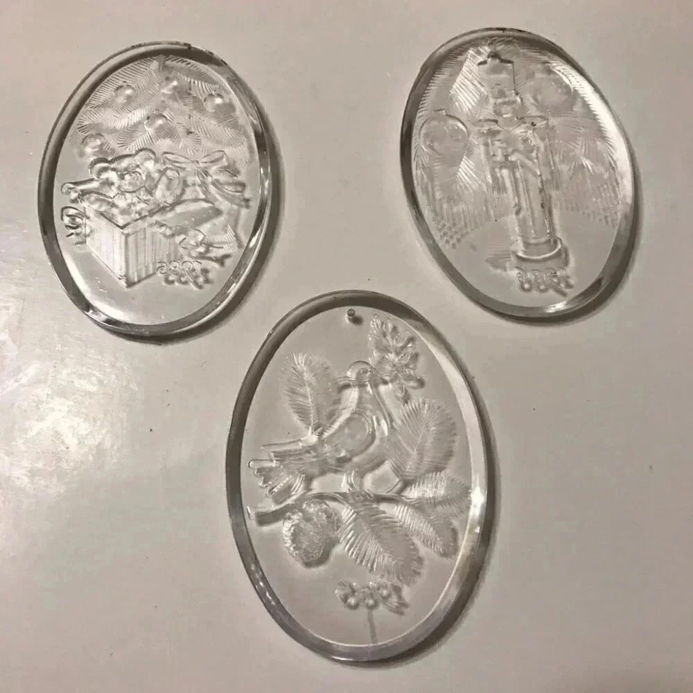 Christmas Ornament Lot Clear Acrylic 1985 1986