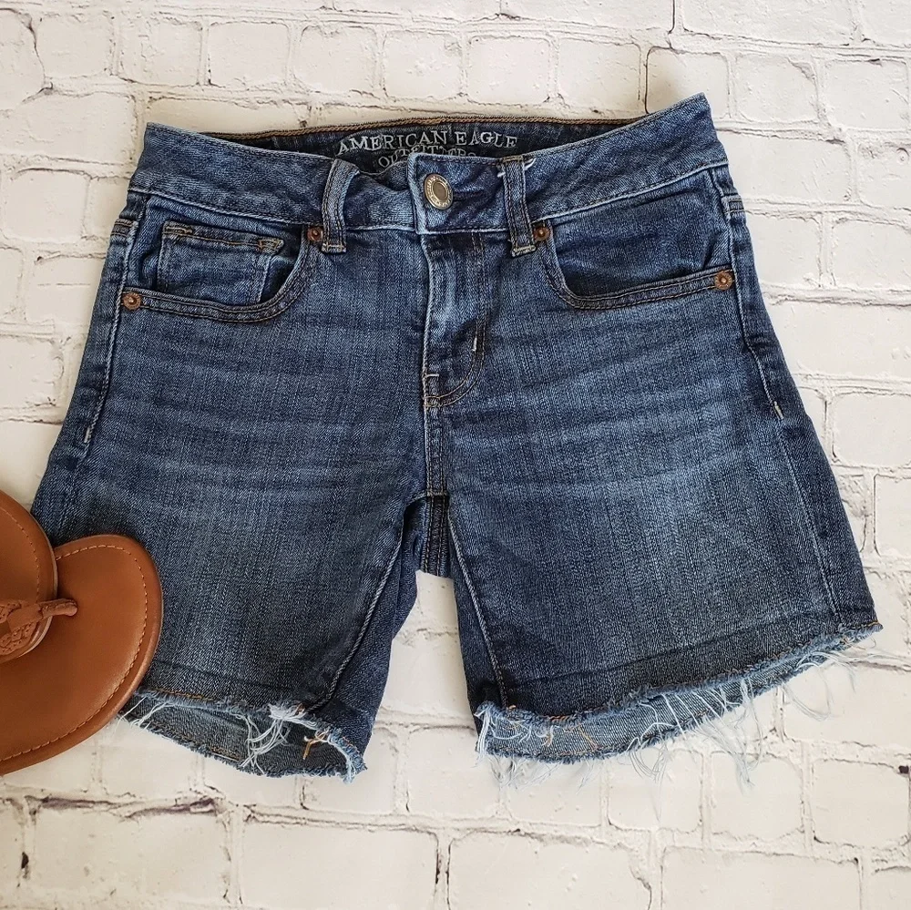 AEO Midi Raw Hem Super Stretch Shorts 0