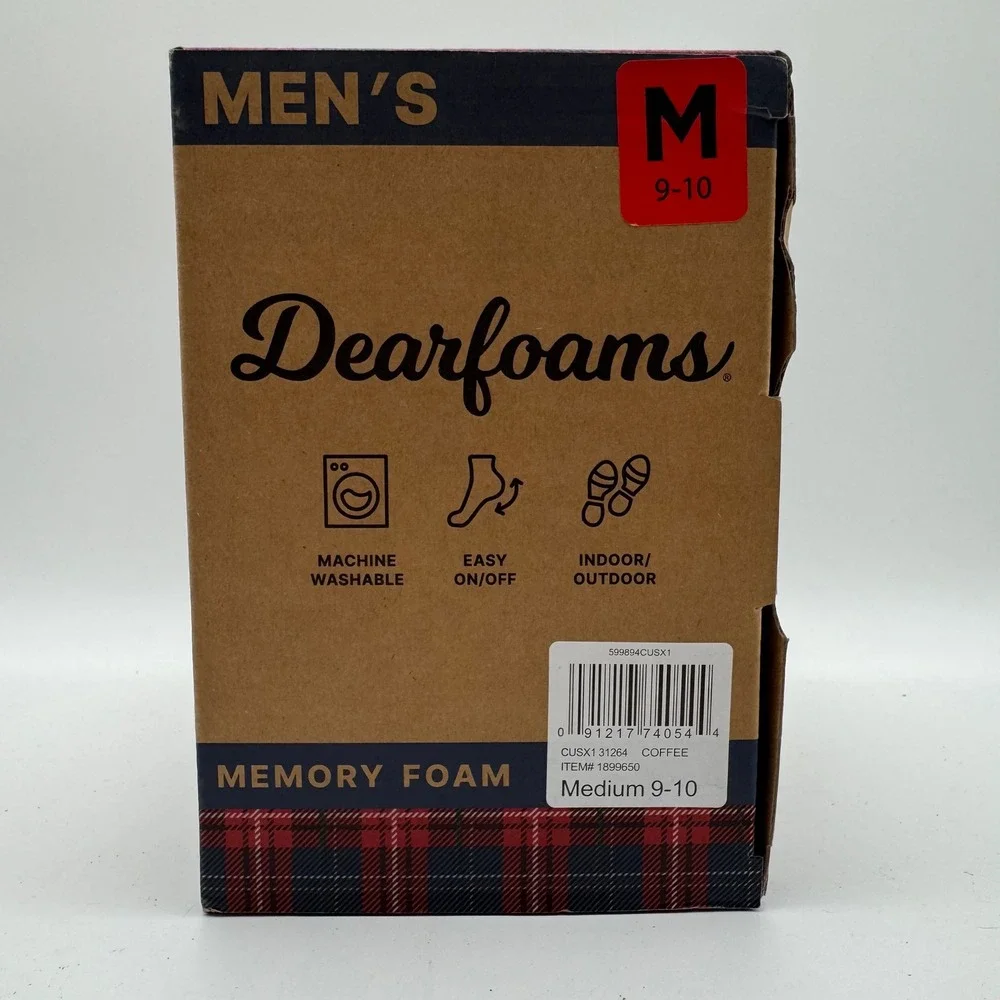 Dearfoams Men's Medium‎ 9-10 Brown Memory Foam Slipper Loafers NIB