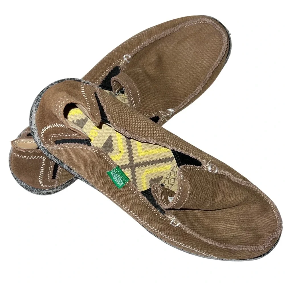 Classics Brown Canvas Slip On Loafer‎ Shoes Men US Size 10.5 EUR 45