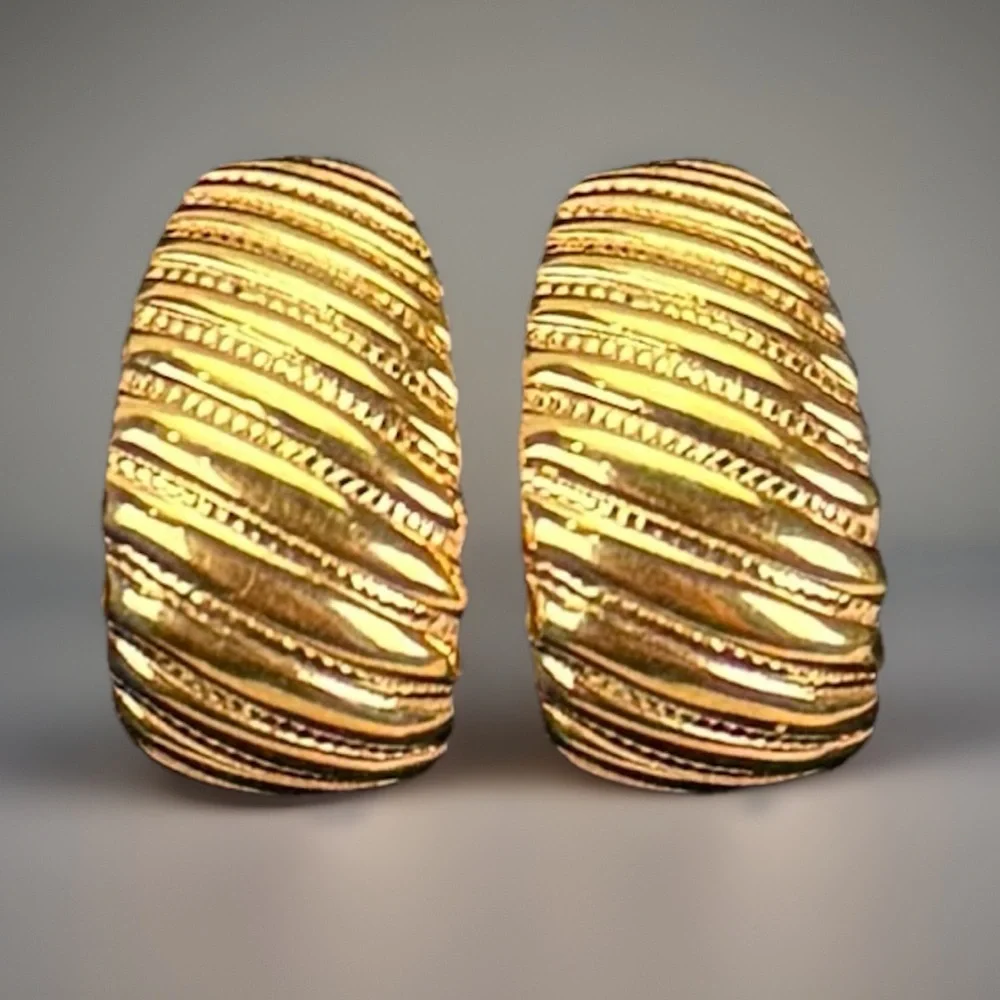 Vintage lightweight goldtone, wide open hoop pierced post earrings
