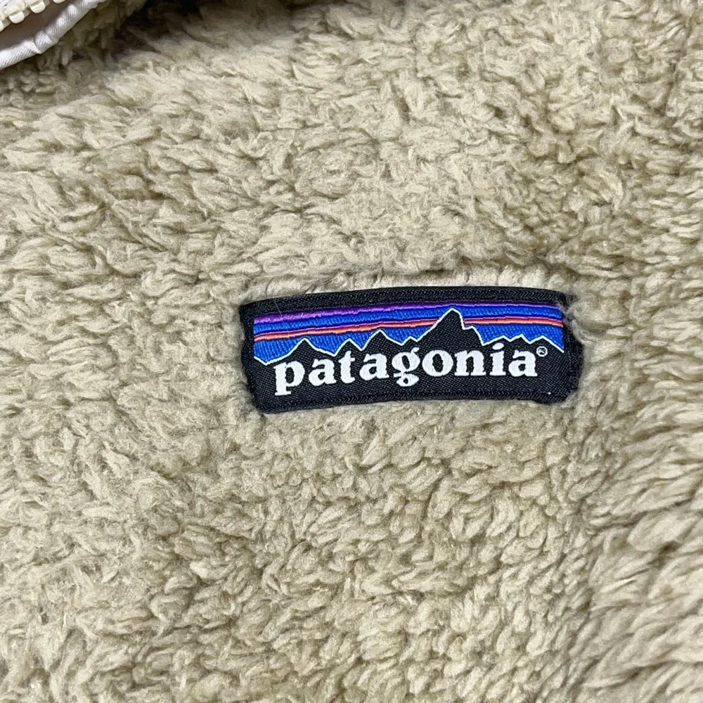 Patagonia Vest Women Medium Tan Full‎ Zip Sweater Deep Pile Fleece Los Gatos