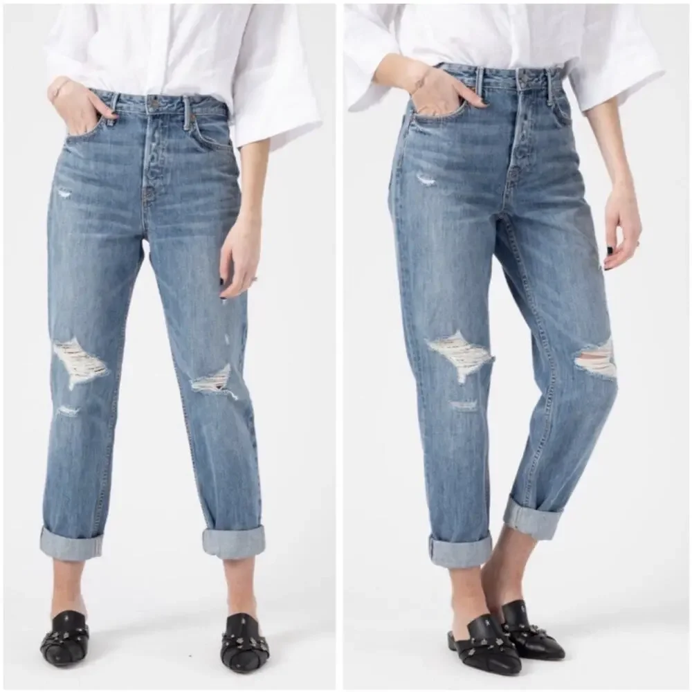 GRLFRND Devon Jeans 31 In My Mind Boyfriend High Rise Button Fly Cotton USA