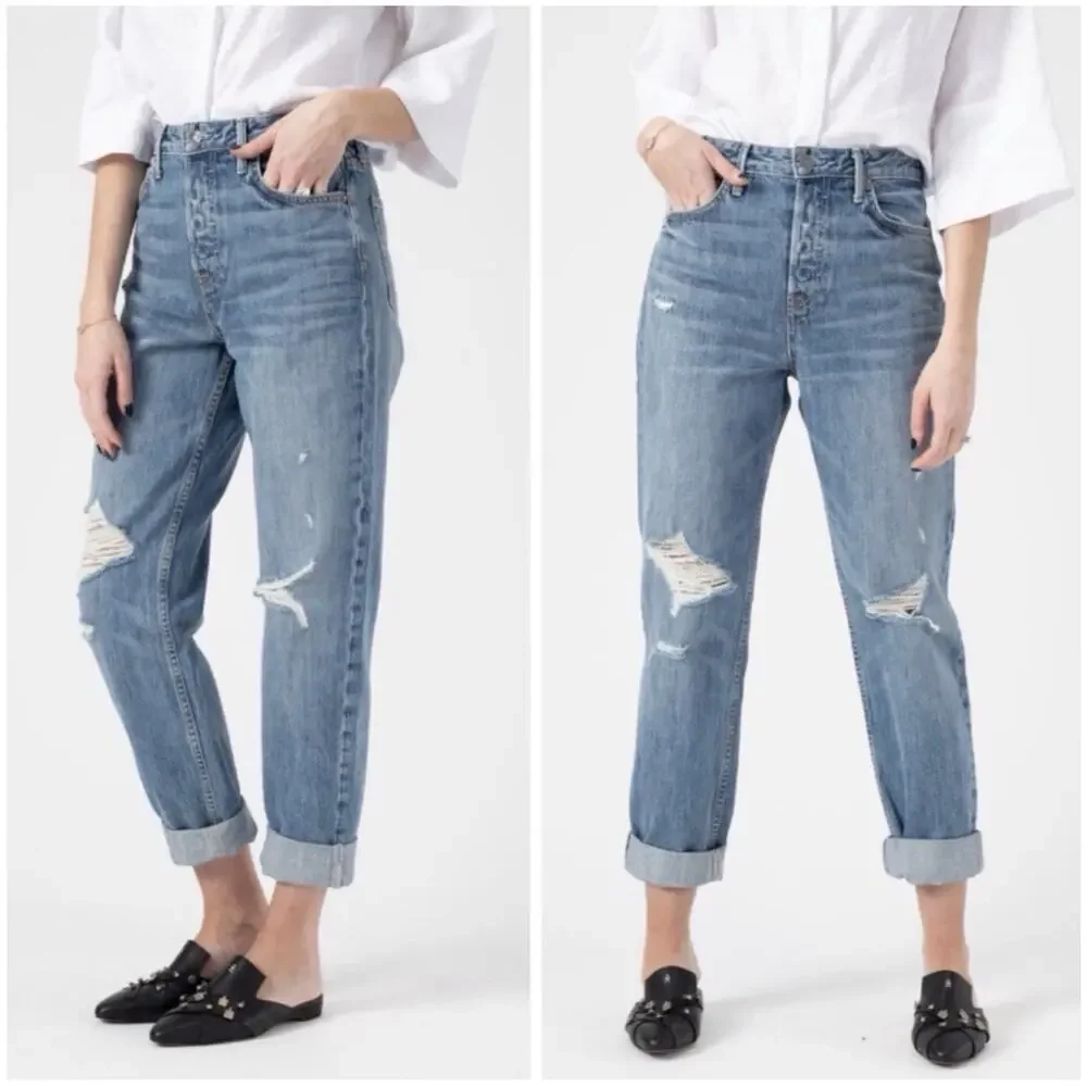GRLFRND Devon Jeans 31 In My Mind Boyfriend High Rise Button Fly Cotton USA