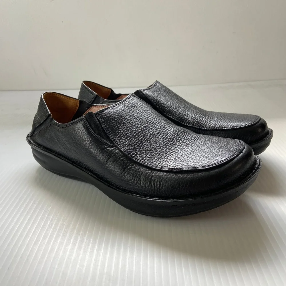 Alegria‎ Schuster Black Leather Mens Casual Slip On Loafers Shoes EU 43 US 9.5