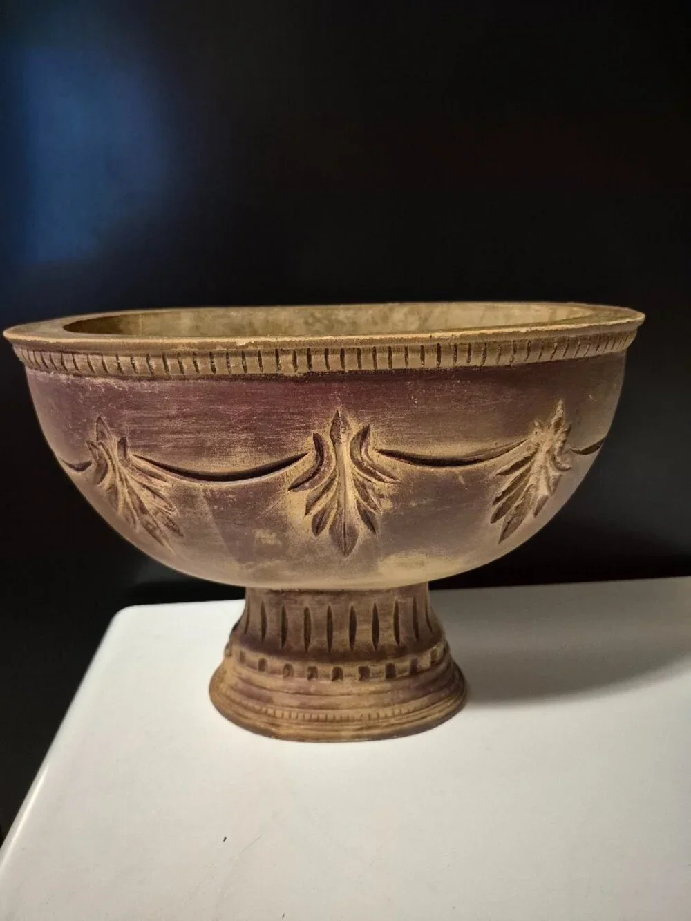 VINTAGE CARVED WOODEN VESSEL