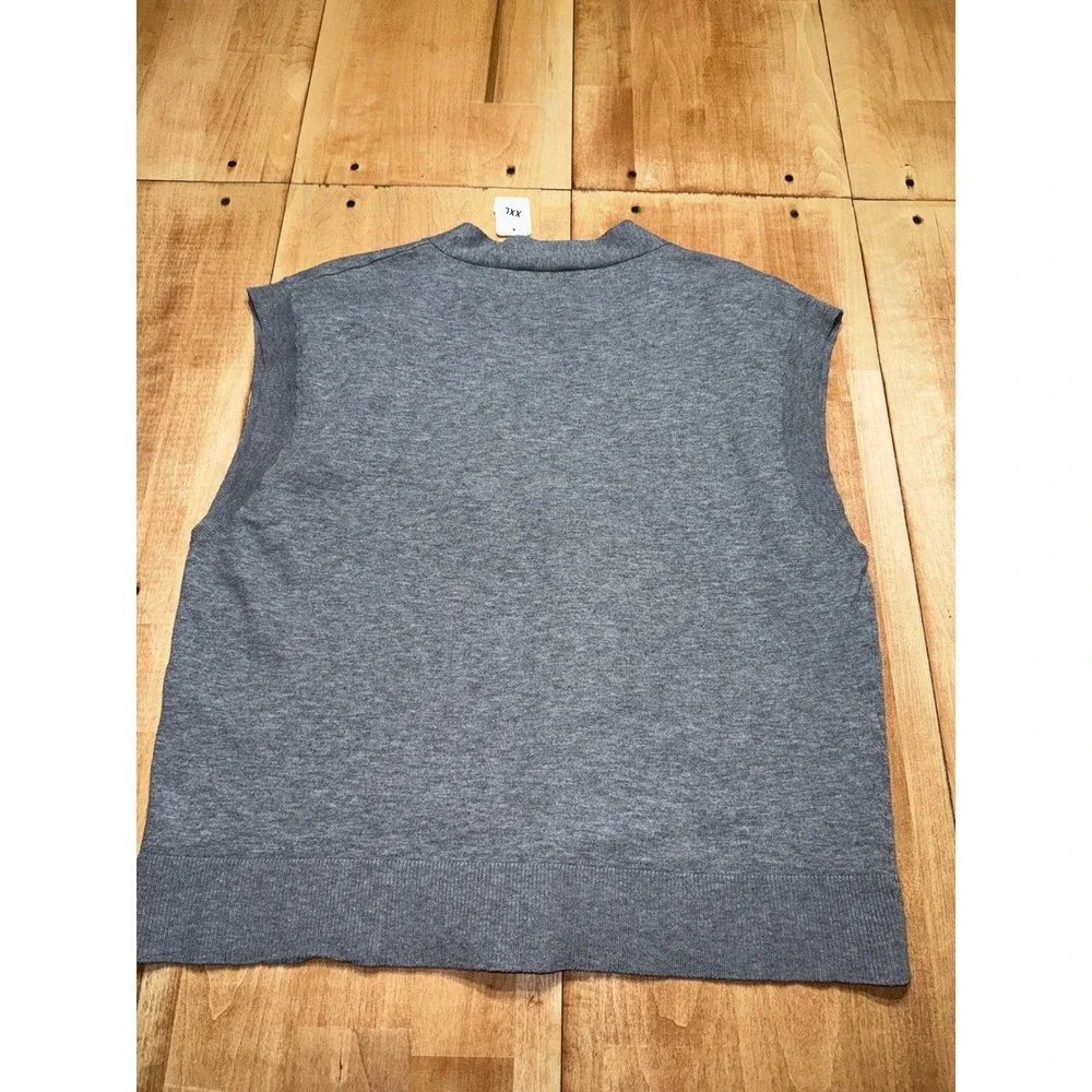 Terra Sky Womens 0XL‎ Grey V Neck Sleeveless Sweater Vest Knit Top