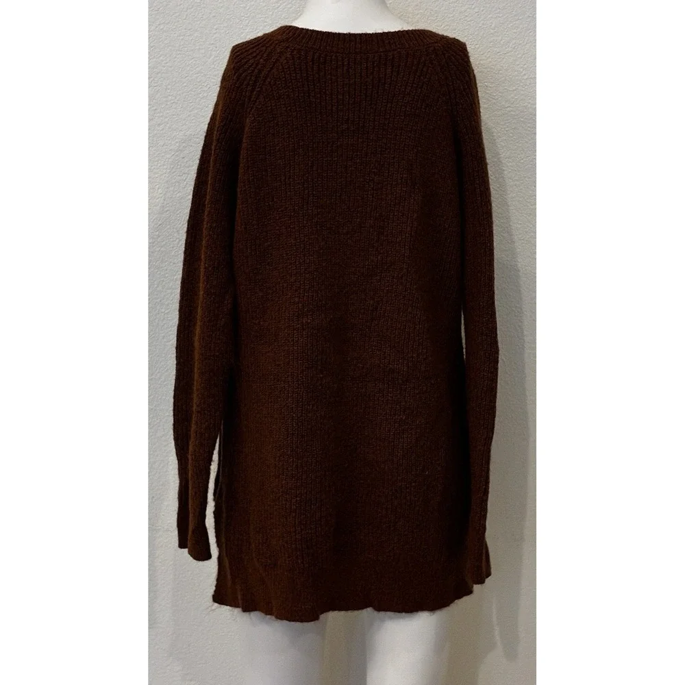 Natural Collections Womens‎ Brown V-Neck Soft Sweater Size L Classic Timeless