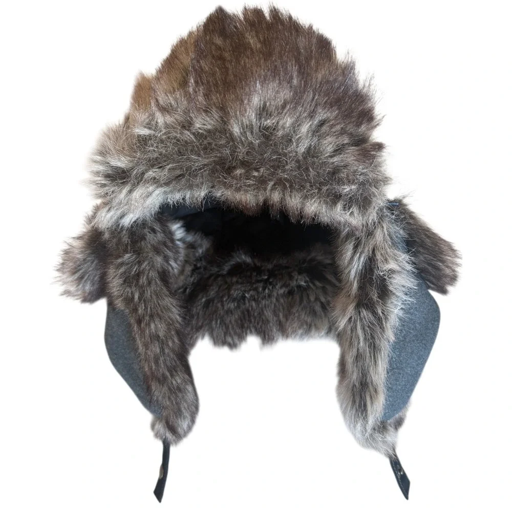 Unbranded Unisex Aviator Trapper Hat XXL Black Faux Fur Ear Flap Winter Ski Hun