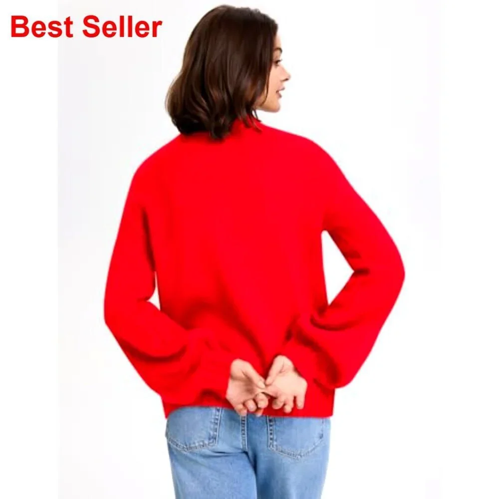 Oversized Button Front Cardigan Lantern Sleeve Sweater Open Front Women's
