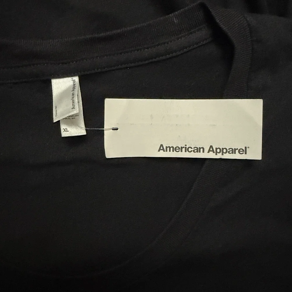 New American Apparel Black‎ Cotton Fine Jersey Crew Neck T-Shirt S/S Dress XL