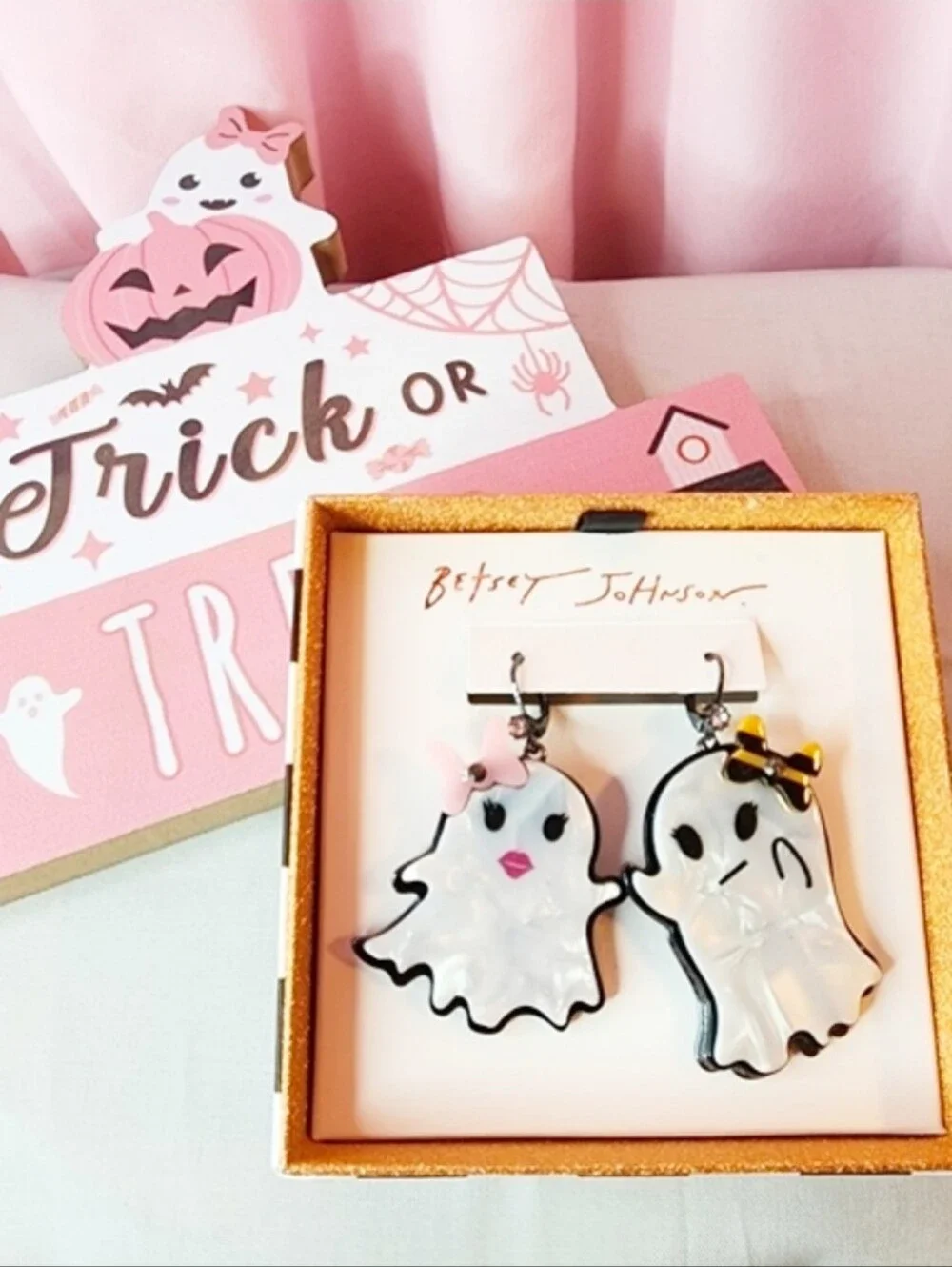 Betsey Johnson Punk N Spice Ghost Drop Earrings