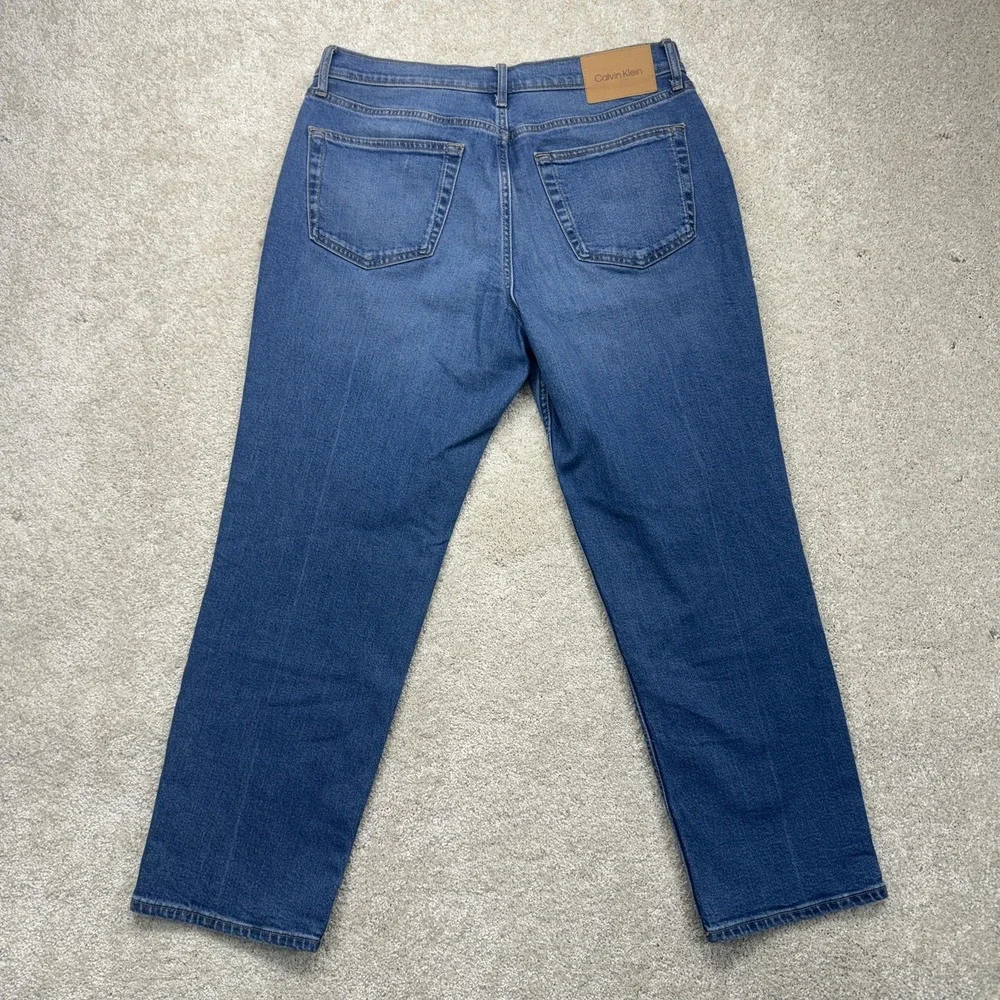 Calvin Klein Original Straight Jeans Womens 32x28 Blue Stretch‎ Denim Mid Rise