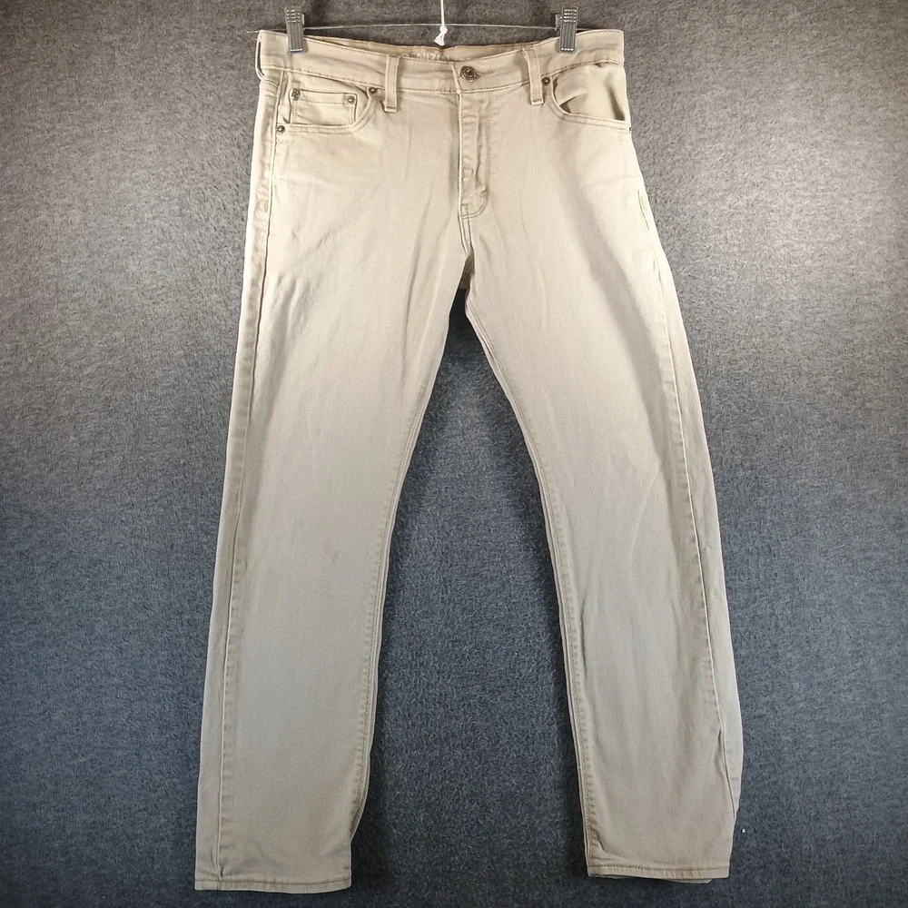 Levis Denizen 232 Slim Straight Fit Jeans Mens 30x30 Tan Beige Pockets‎ Zipper