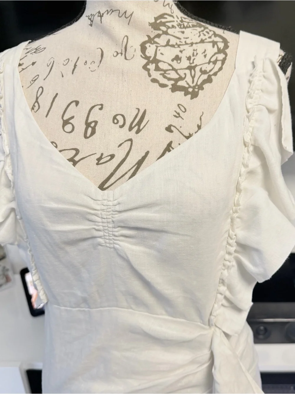 ISABEL MARANT ÉTOILE White Linen Ruffle Mini Dress FR 38 / US 6