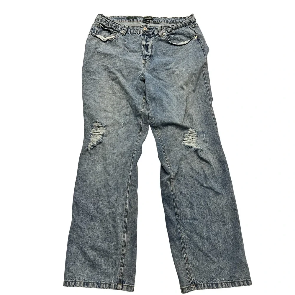 Wild Fable Jeans Womens 16 Blue High Rise Straight Distressed Denim‎ Pants