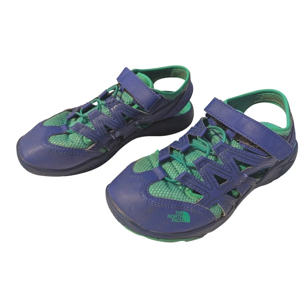 The North Face Kids Youth Size 4 Hedgehog Sandal II Water Shoes Blue Green