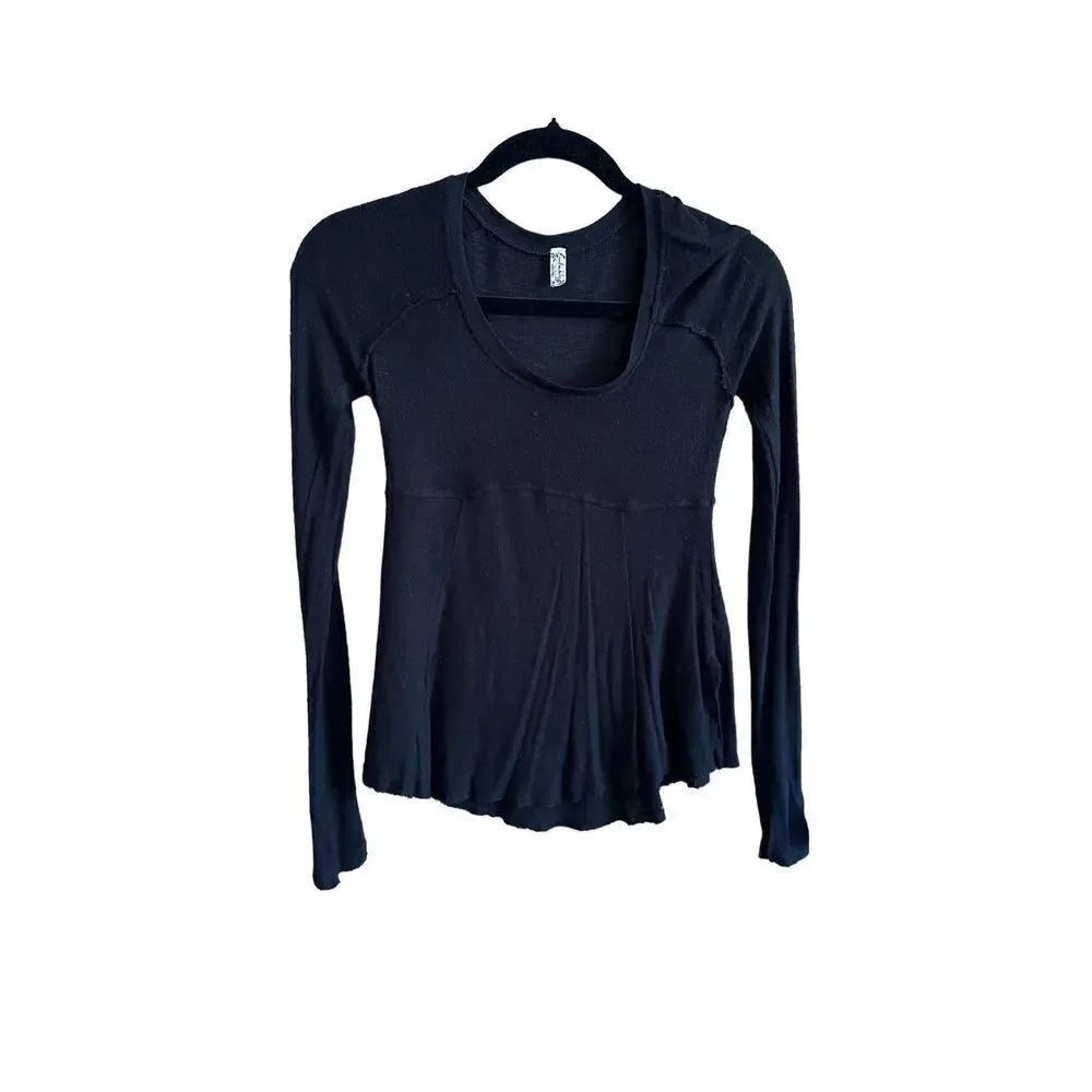 Free People Intimately‎ Free black long sleeve minimalist shirt XS