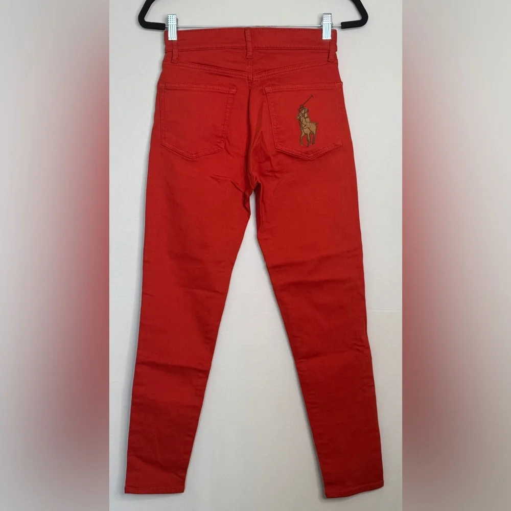 Polo Ralph Lauren Red Skinny Jeans Big Pony Logo Stretch Size‎ 27